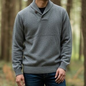 NEw! Lambswool J. Crew Men's Gray Shawl Collar Sweater 6584